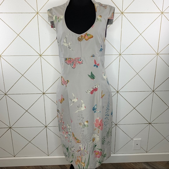Leifsdottir Empire Waist Butterfly Floral Dress Size 10